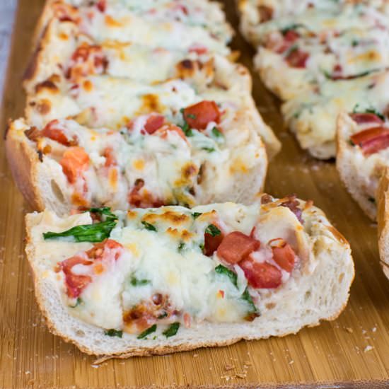 BLT Chicken Alfredo French Bread Pizza