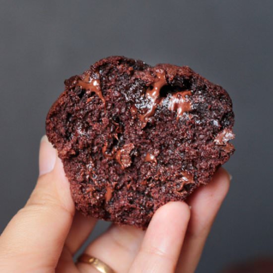 No Mixer Double Chocolate Muffins
