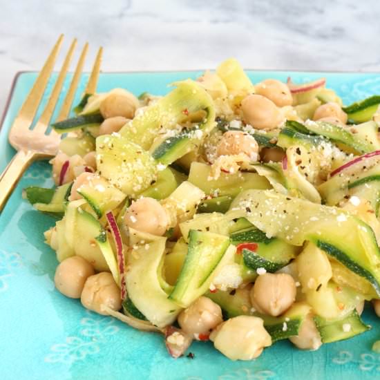 Zucchini with Chickpeas & Chili Oil
