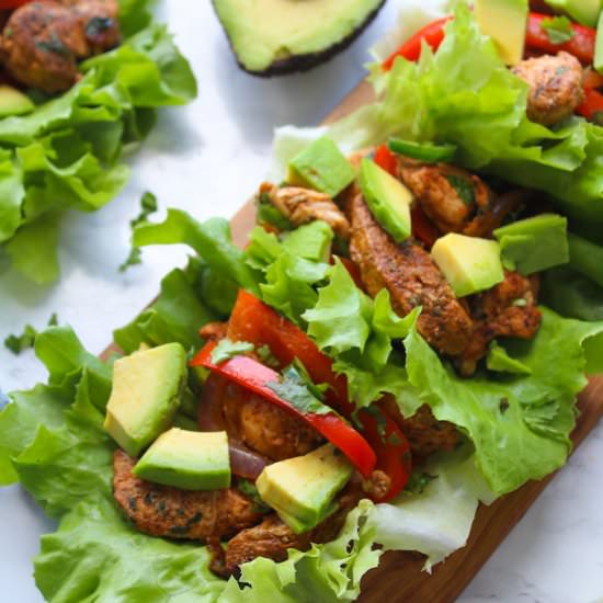 Chicken Fajitas Lettuce Wraps