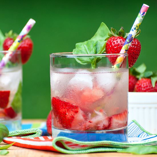 Strawberry Basil Caipirinha