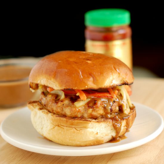 Chicken Satay Burgers W/ Peanut Sauce