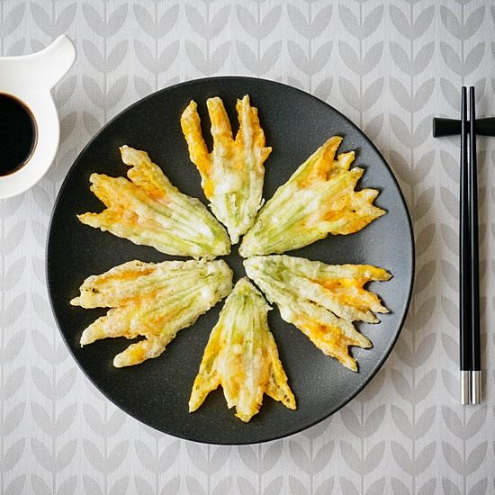Tempura Zucchini Flowers and Herbs