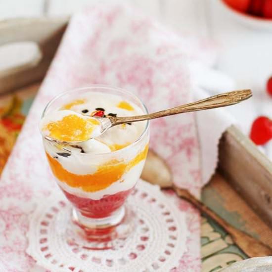 Strawberries and orange jelly
