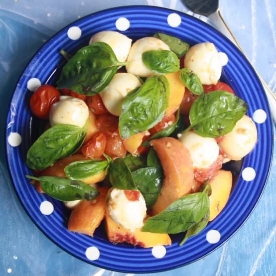 Roasted Tomato Peach Caprese