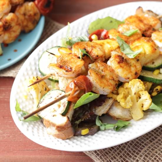 Panzanella and Grilled Shrimp Salad