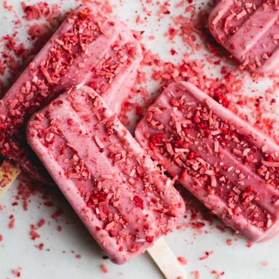 [Paleo] Strawberry Banana Popsicles