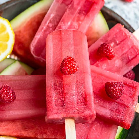Watermelon Raspberry Popsicles