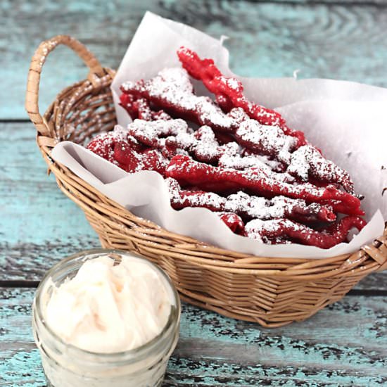 Red Velvet Funnel Cake Sticks
