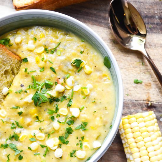 Creamy Corn and Goat Cheese Chowder