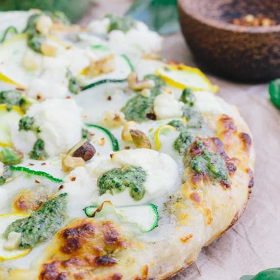 Skillet Zucchini Pesto Pizza