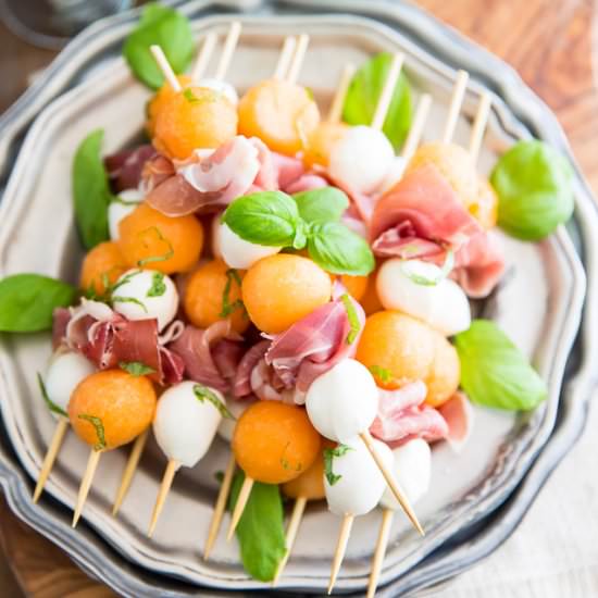 Prosciutto Melon Skewers