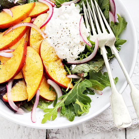 Pickled Peach and Burrata Salad