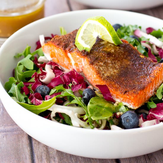 Jerk Salmon with Radicchio Salad