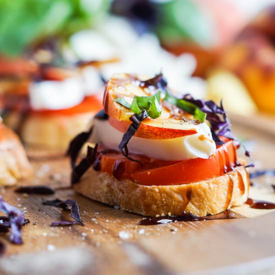 Peach Mozzarella Tomato Crostini