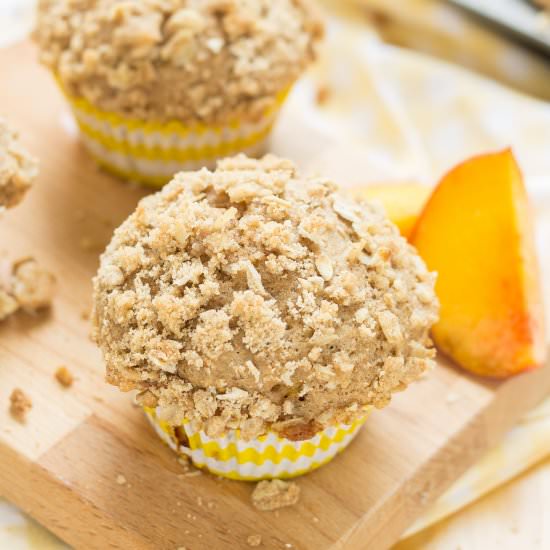 Peach Oatmeal Crumb Muffins