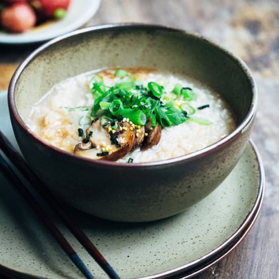 Mushroom Congee w Roast Radishes
