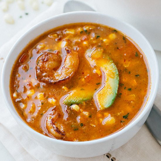 Summer Corn Soup with Shrimp
