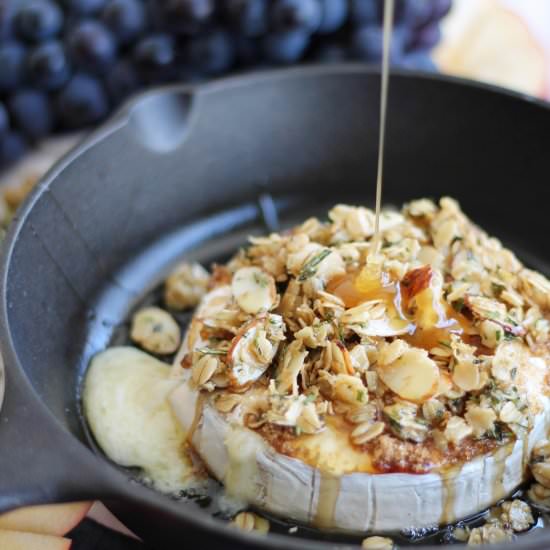 Baked Brie with Honey Herb Granola