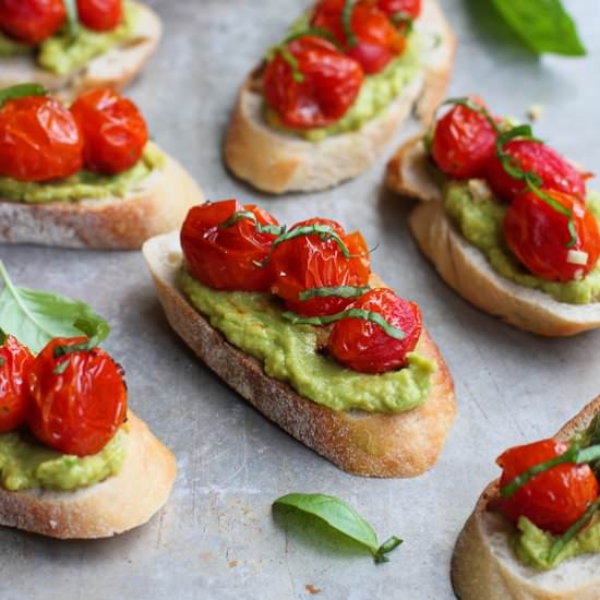 Roasted Tomato & Avocado Crostini