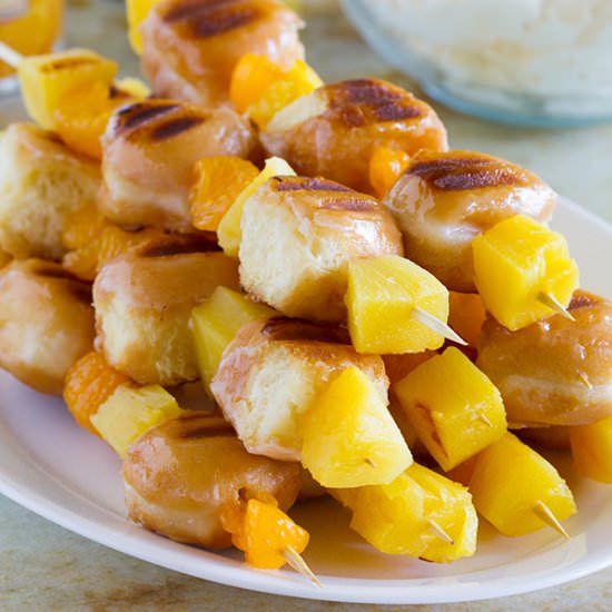 Grilled Donut and Fruit Kabobs