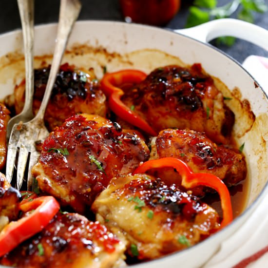 Sticky Roasted Red Pepper Chicken