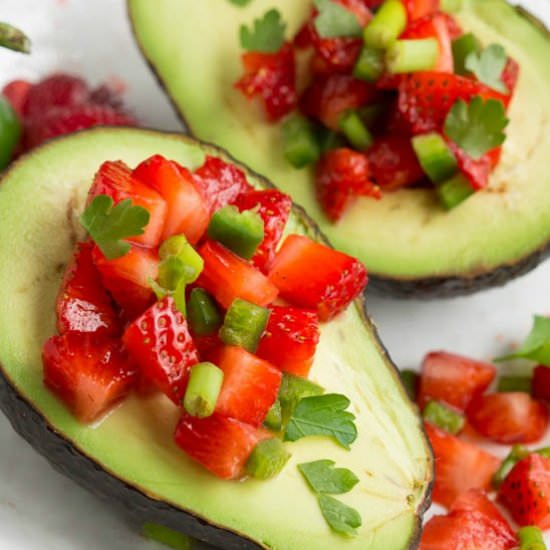 Strawberry Salsa Filled Avocados