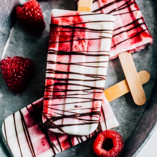 Raspberry and Cream Popsicles