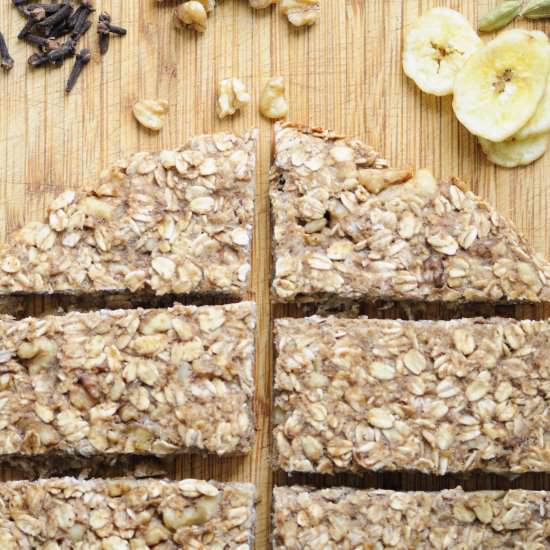 Banana Chai Walnut Chewy Oat Bars