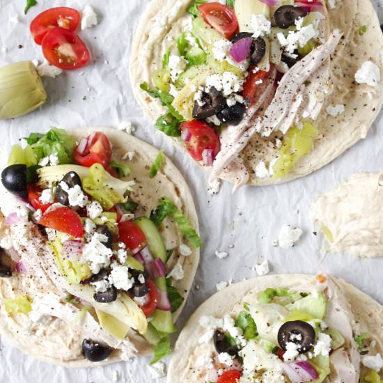 Easy Greek Hummus Wraps