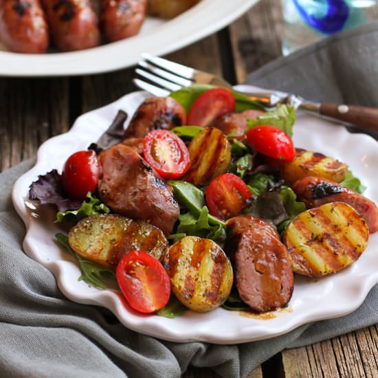 Grilled Sausage Potato Green Salad