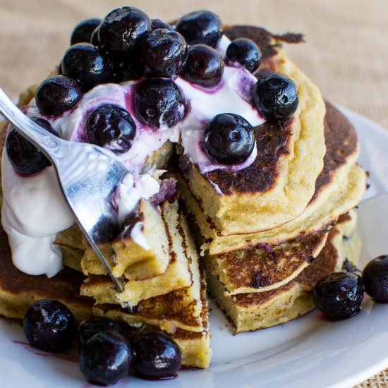 Blueberry Chickpea Flour Pancakes