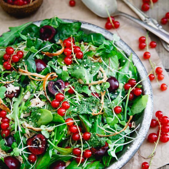 Baby Kale Chicken Cherry Salad