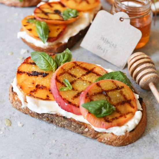 Grilled Peach Tartines w/ Burrata