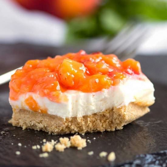 No Bake Peach Cheesecake Bars