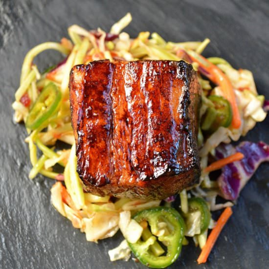 Pork Belly Bites with Jalapeno Slaw