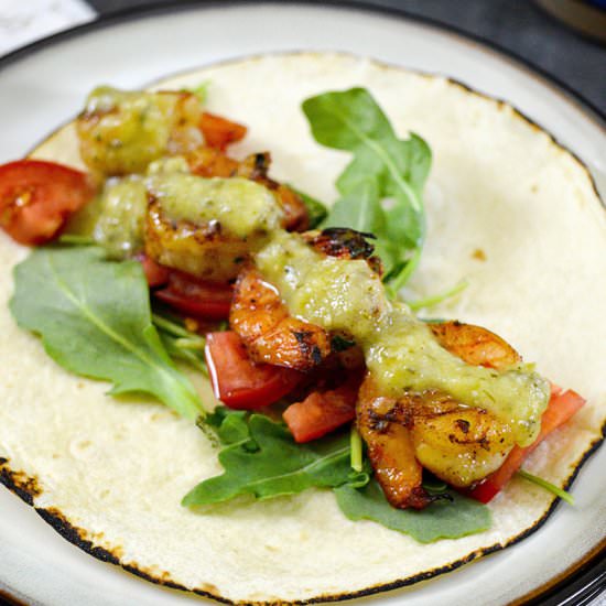 Grilled Shrimp Tacos with Tomatillo