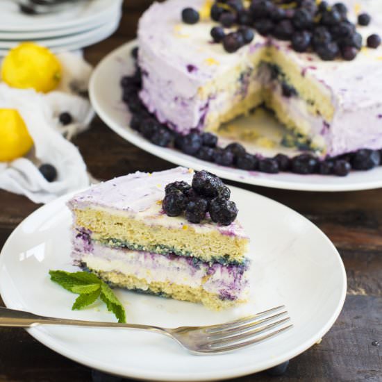 Low-Carb Lemon Blueberry Cream Cake