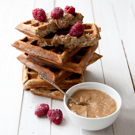 Banana Waffles & Quick Halva Spread