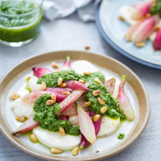 Radish Mozzarella Caprese w/ Pestou