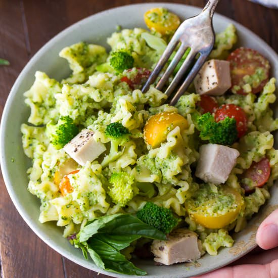 Almond Broccoli Pesto Pasta