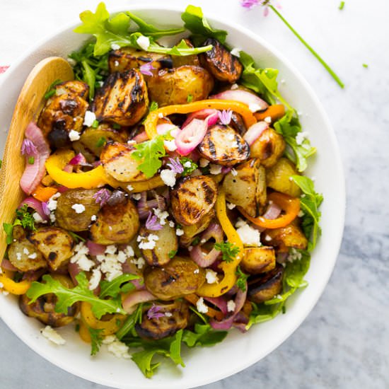 Grilled Potato, Onion & Pepper Salad