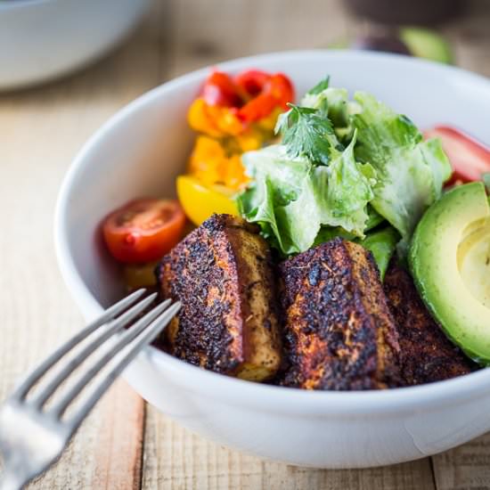 Blackened Tofu Caesar (Vegan)