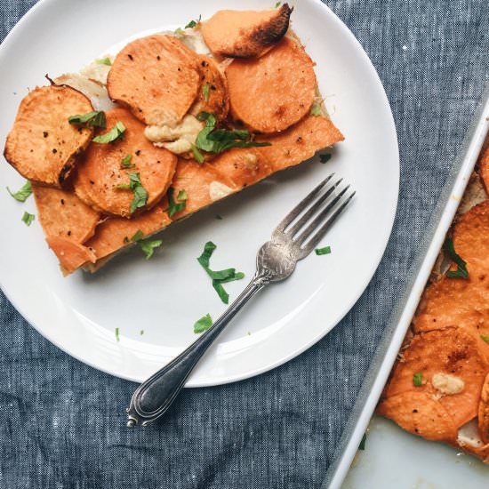 Sweet Potato and Cauliflower Gratin