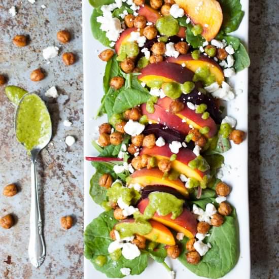 Beet, Peach, Chickpea Salad