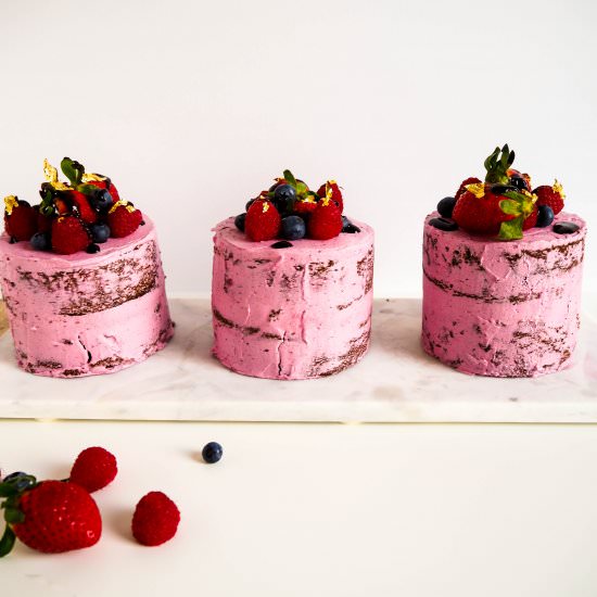 Flourless Chocolate Berry Cakes