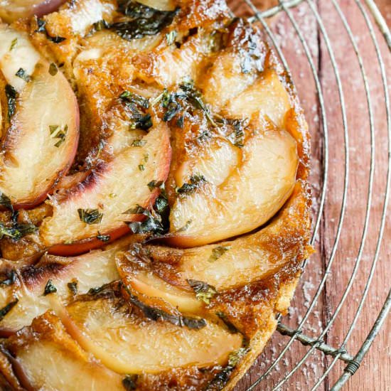 Basil Nectarine Upside Down Cake