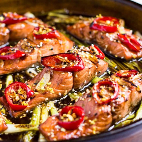 Salmon with Honey Sesame Glaze
