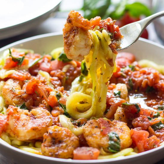 Zucchini Pasta with Shrimp Marinara
