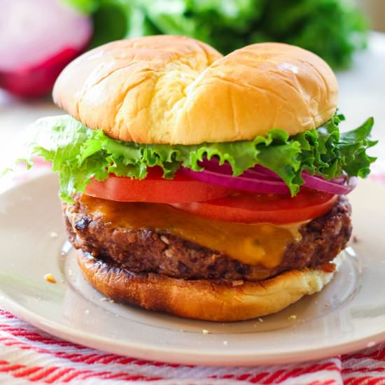 Cheddar Stuffed Black Bean Burger